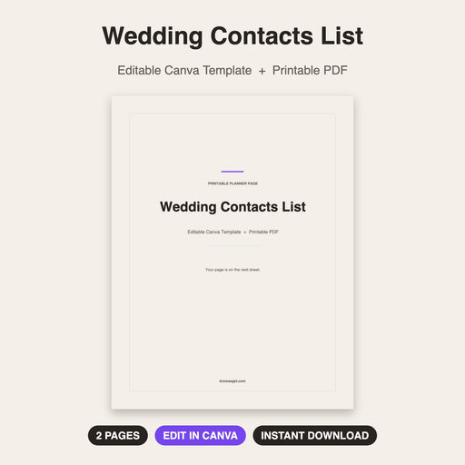 Wedding Contacts List cover