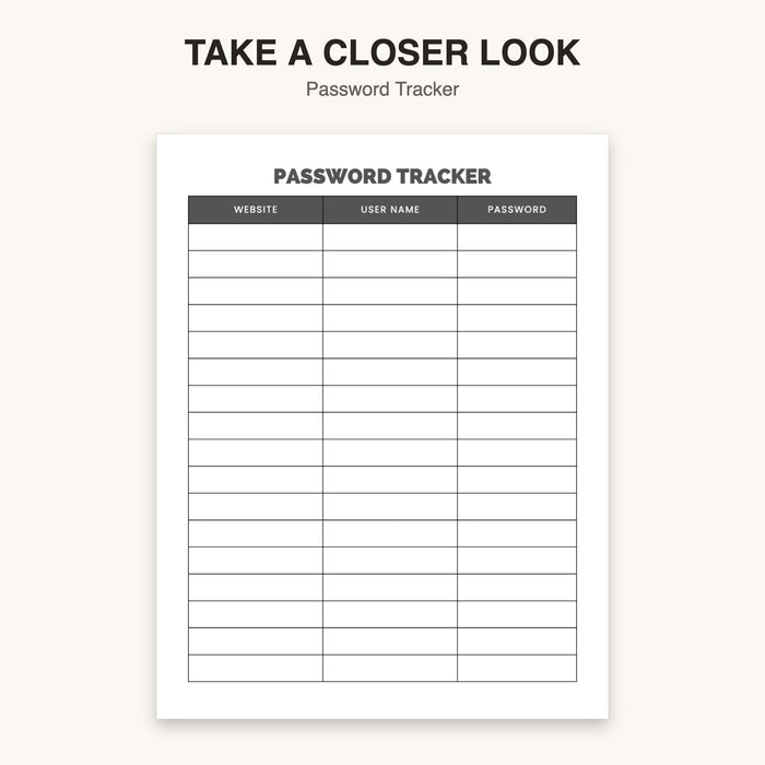Password Tracker | Editable Canva Template & Printable PDF