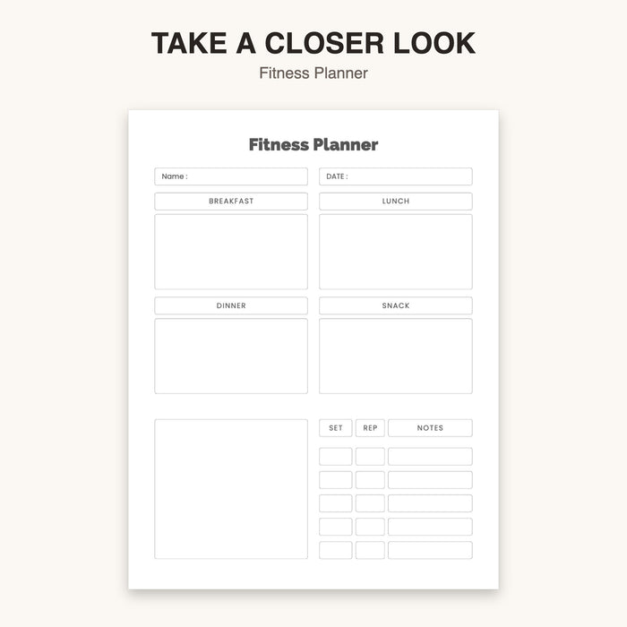 Fitness Planner (Style 2) | Editable Canva Template & Printable PDF