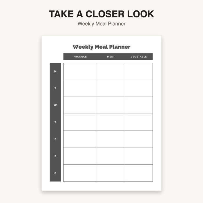 Weekly Meal Planner | Editable Canva Template & Printable PDF