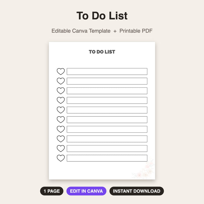 To Do List | Editable Canva Template & Printable PDF