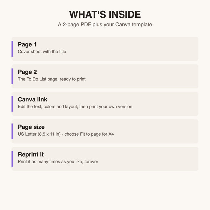 To Do List what is inside