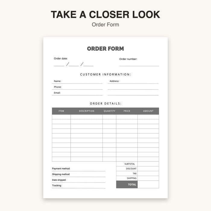Order Form | Editable Canva Template & Printable PDF