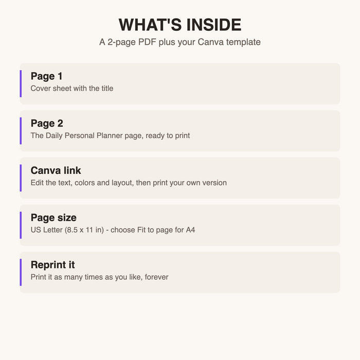 Daily Personal Planner what is inside