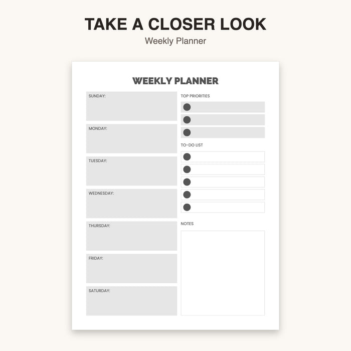 Weekly Planner | Editable Canva Template & Printable PDF
