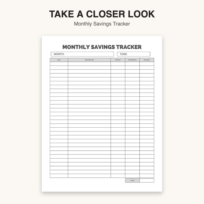 Monthly Savings Tracker | Editable Canva Template & Printable PDF