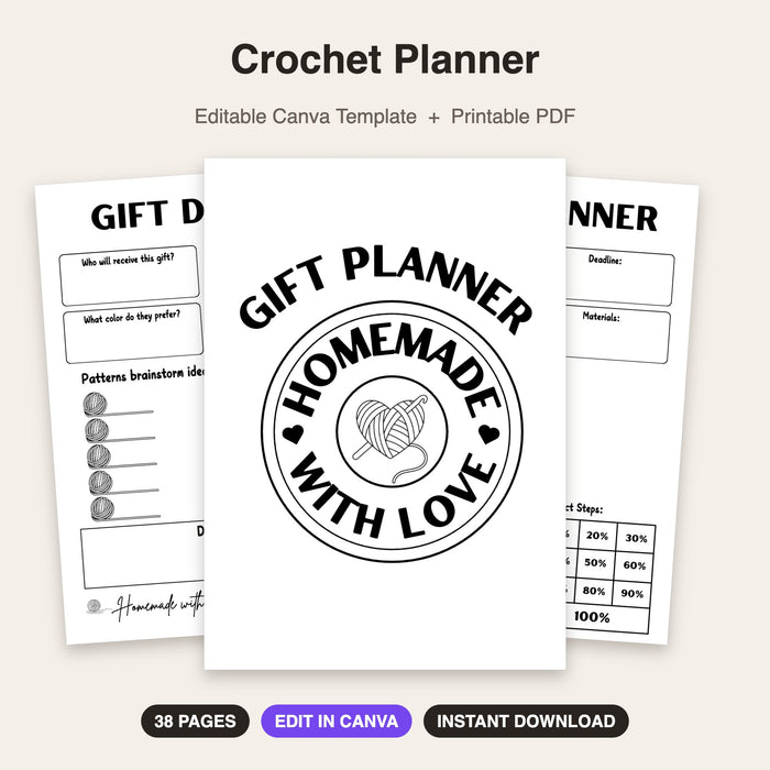 Crochet Planner | Editable Canva Template & Printable PDF