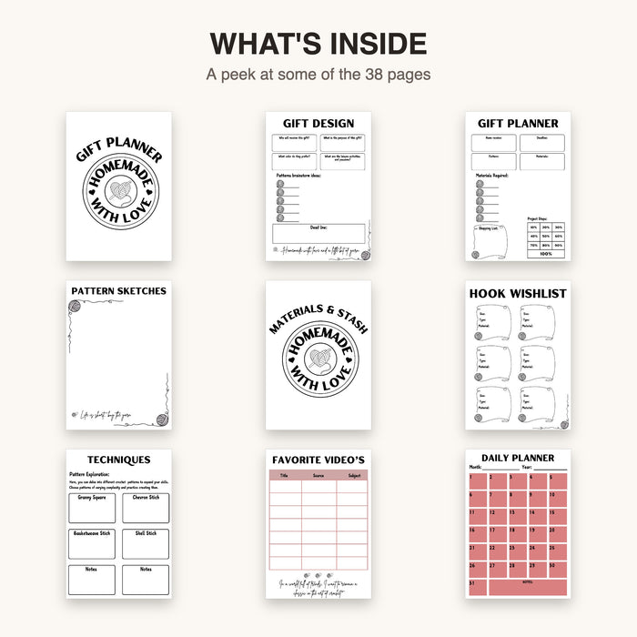 Crochet Planner | Editable Canva Template & Printable PDF