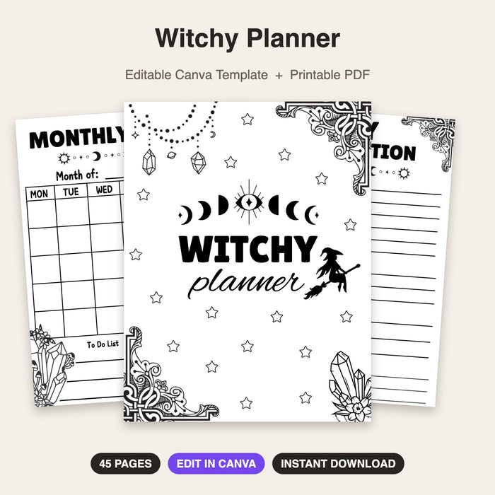Witchy Planner (Style 2) | Editable Canva Template & Printable PDF