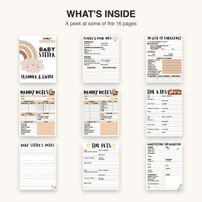 Babysitter Planner | Editable Canva Template & Printable PDF