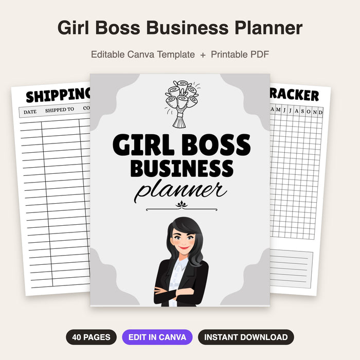 Girl Boss Business Planner | Editable Canva Template & Printable PDF
