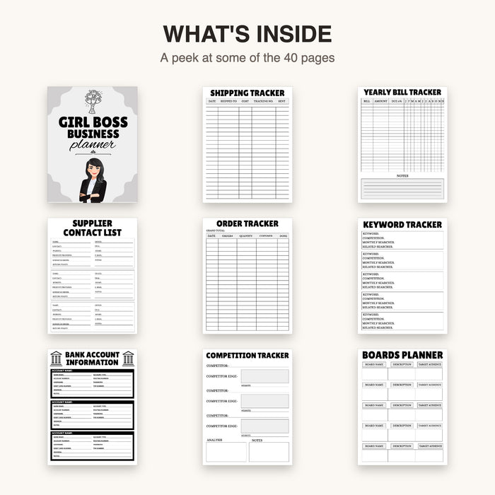 Girl Boss Business Planner | Editable Canva Template & Printable PDF