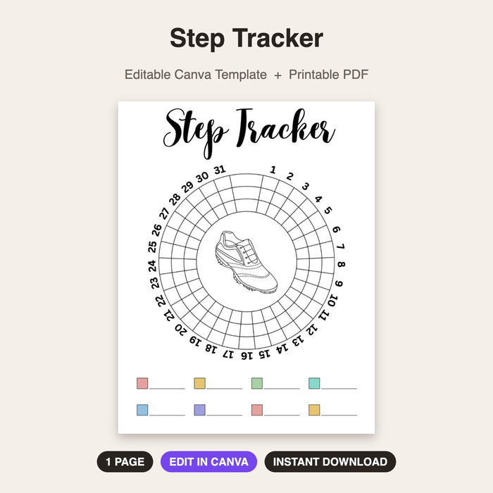 Step Tracker | Editable Canva Template & Printable PDF