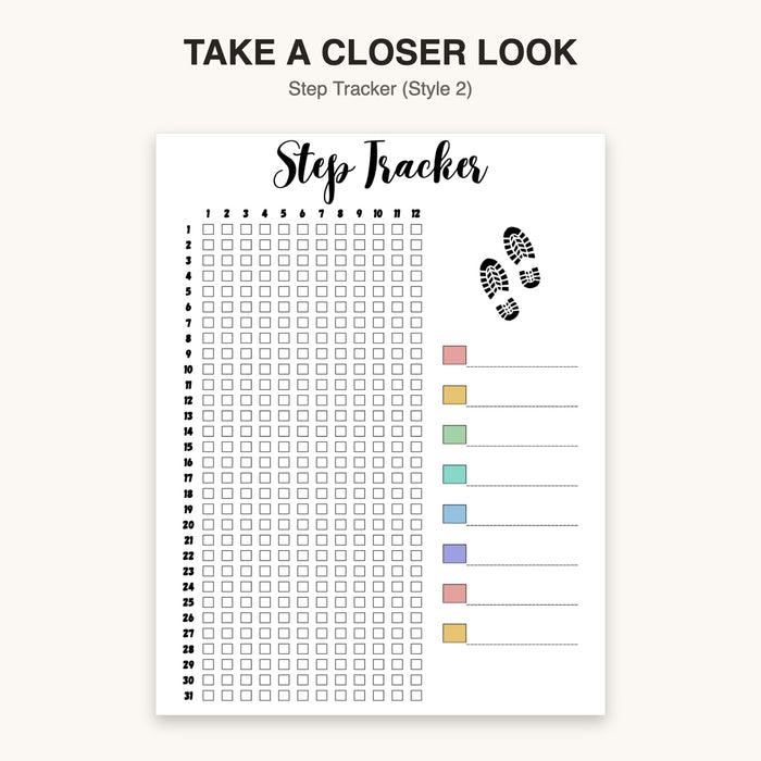 Step Tracker (Style 2) | Editable Canva Template & Printable PDF