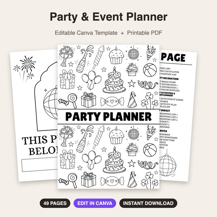 Party & Event Planner | Editable Canva Template & Printable PDF