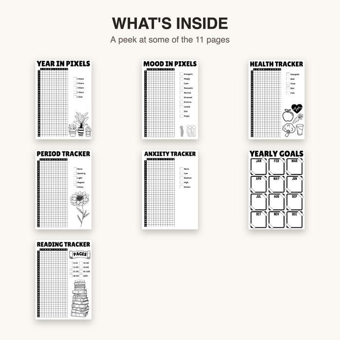 Yearly Trackers Bundle | Editable Canva Template & Printable PDF