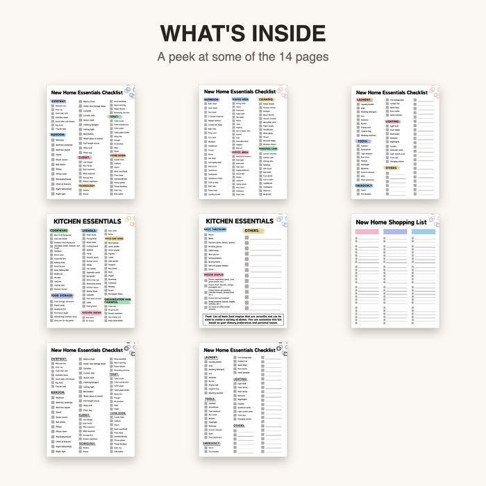 New Home Essentials Checklist | Editable Canva Template & Printable PDF
