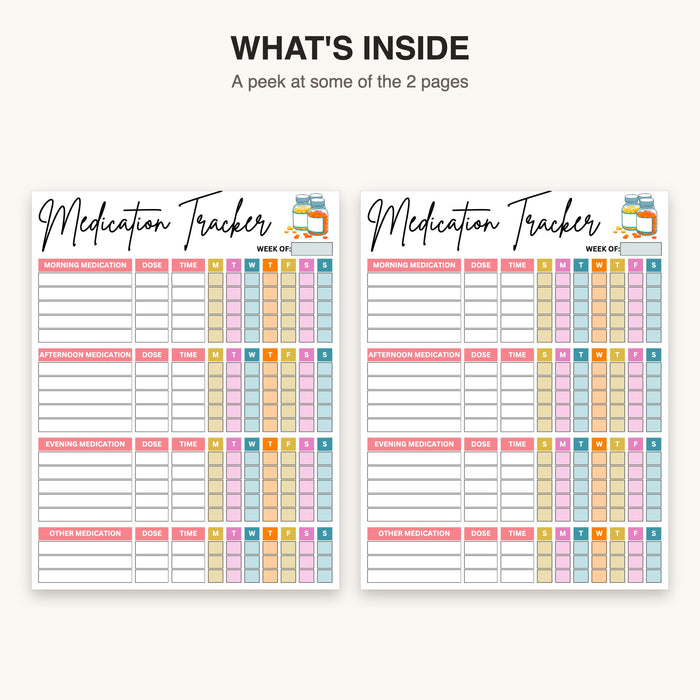 Medication Tracker | Editable Canva Template & Printable PDF