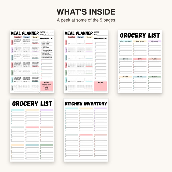 Weekly Meal Planner (Style 2) | Editable Canva Template & Printable PDF