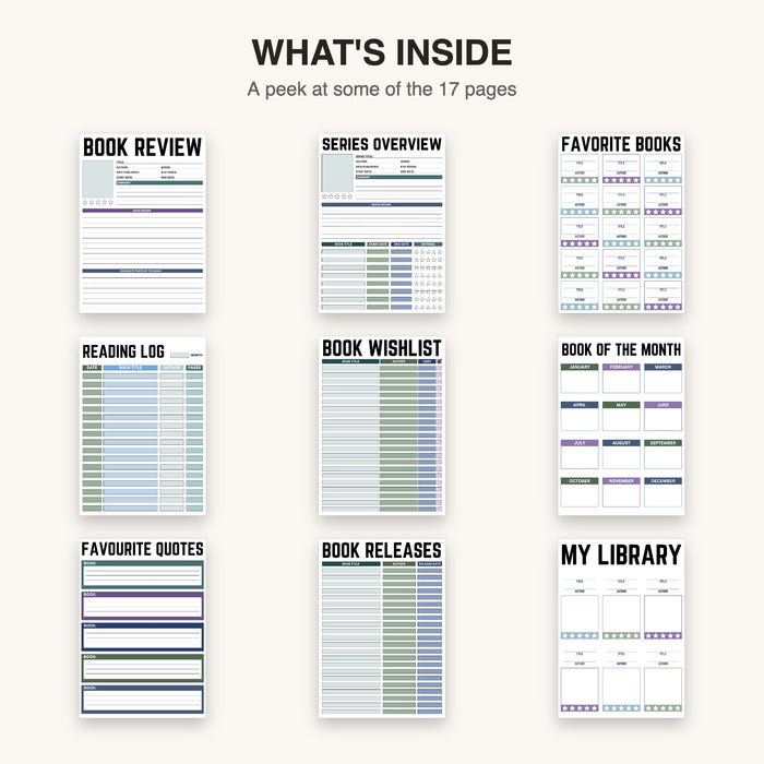 Reading Journal | Editable Canva Template & Printable PDF