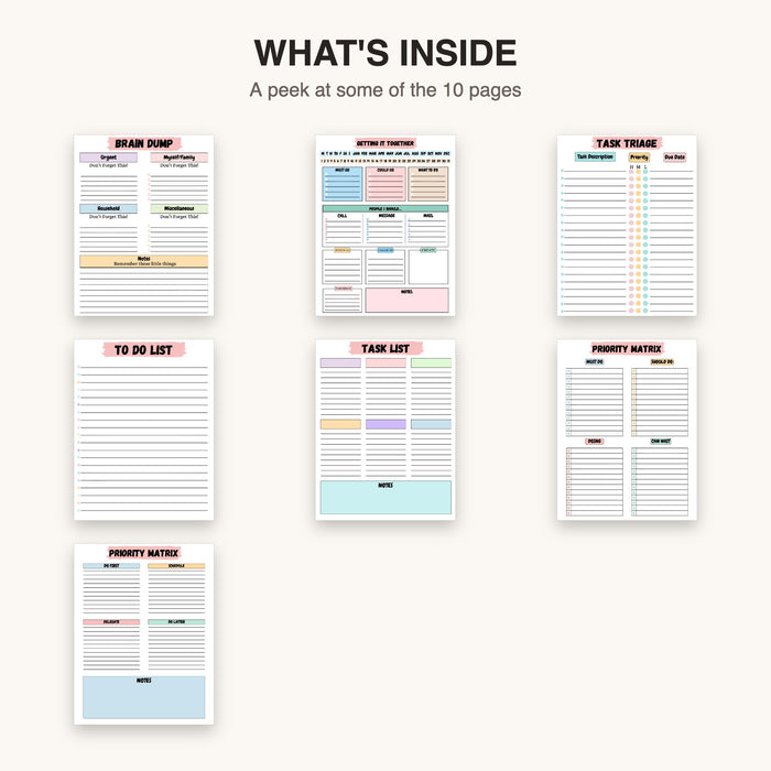 Brain Dump Bundle (Style 2) | Editable Canva Template & Printable PDF