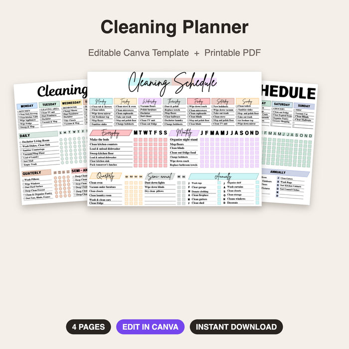 Cleaning Planner (Style 2) | Editable Canva Template & Printable PDF