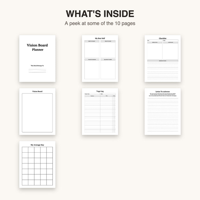 Vision Board Planner | Editable Canva Template & Printable PDF