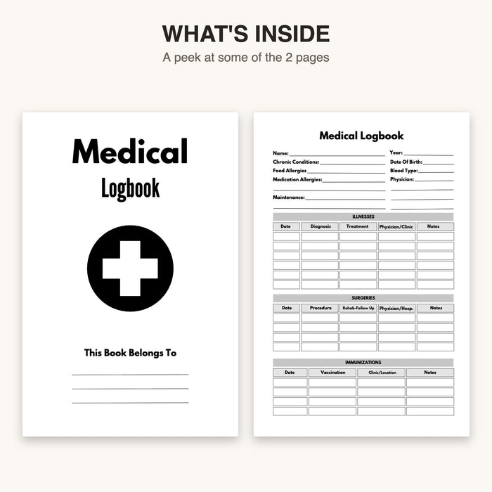 Medical Logbook | Editable Canva Template & Printable PDF