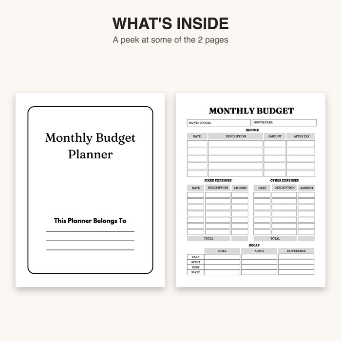 Monthly Budget Planner | Editable Canva Template & Printable PDF