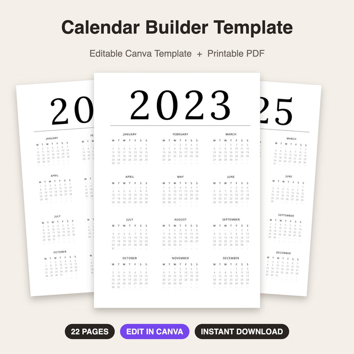 Calendar Builder Template | Editable Canva Template & Printable PDF