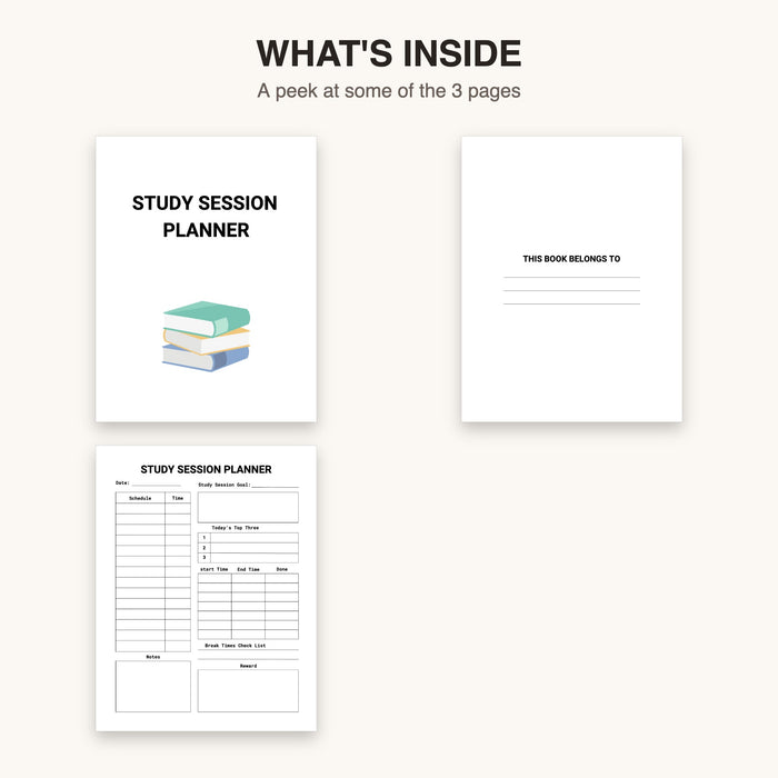 Study Session Planner | Editable Canva Template & Printable PDF