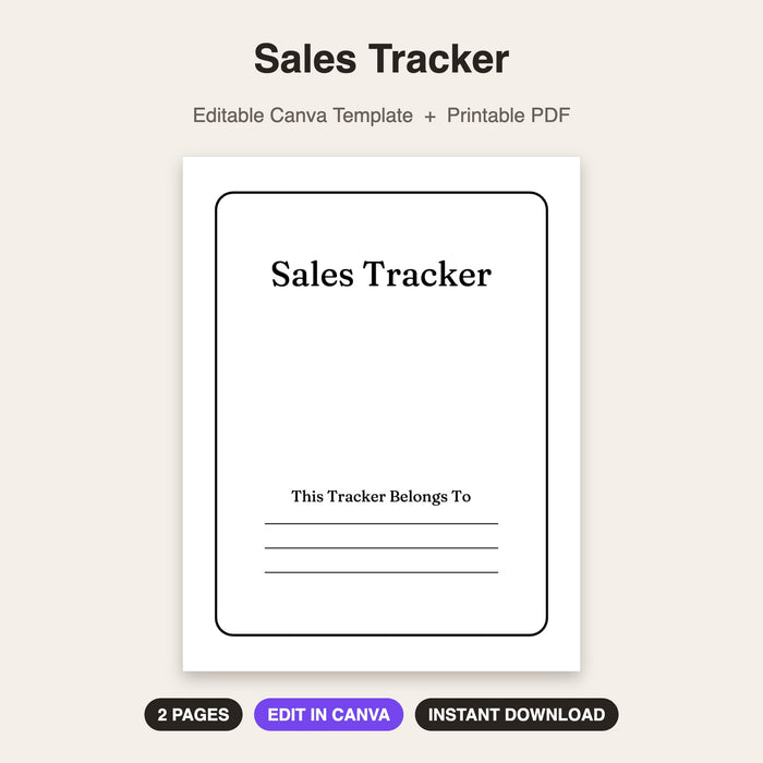 Sales Tracker | Editable Canva Template & Printable PDF