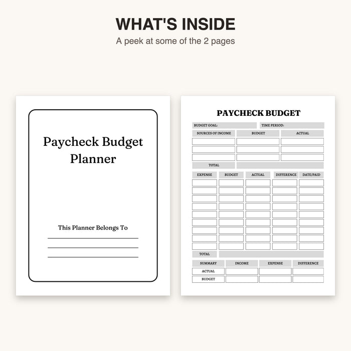 Paycheck Budget | Editable Canva Template & Printable PDF