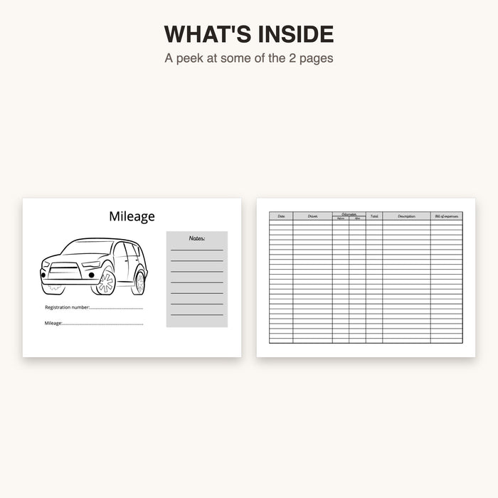 Mileage Tracker | Editable Canva Template & Printable PDF