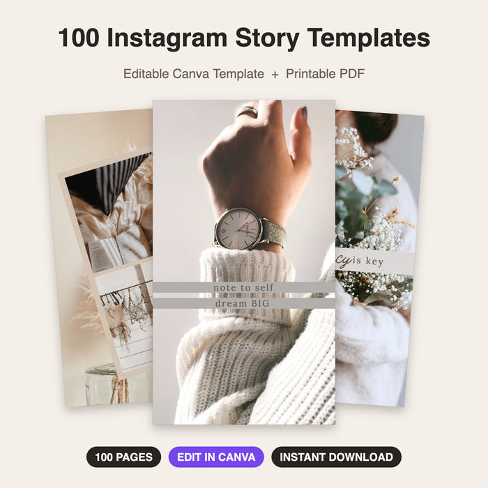 100 Instagram Story Templates | Editable Canva Templates