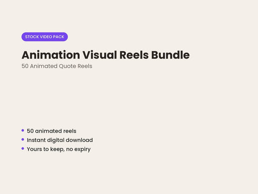 Animation Visual Reels Bundle: 50 Animated Quote Reels for Social Media