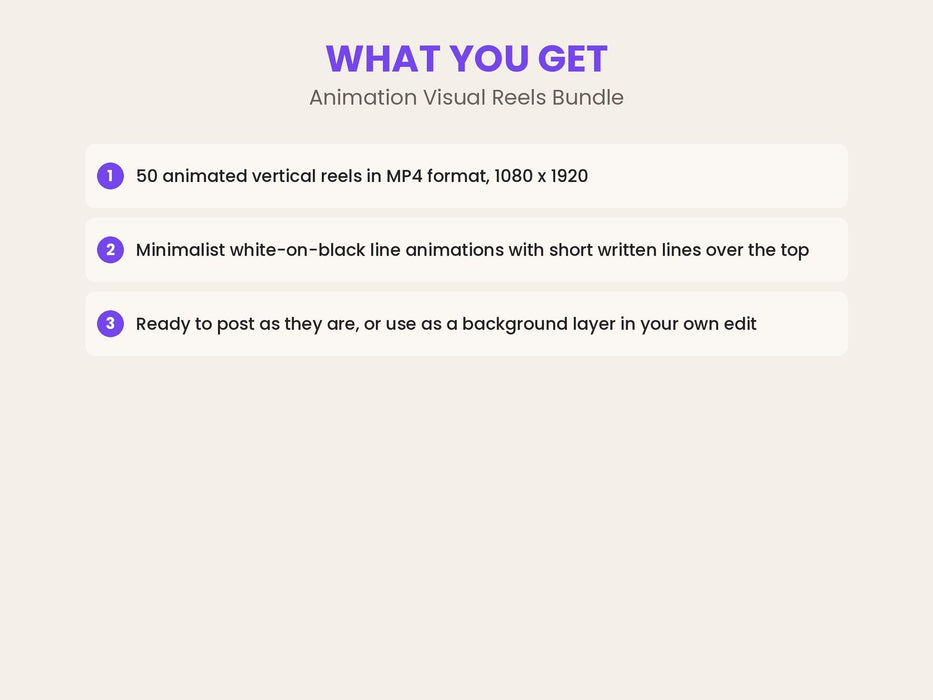 Animation Visual Reels Bundle: 50 Animated Quote Reels for Social Media