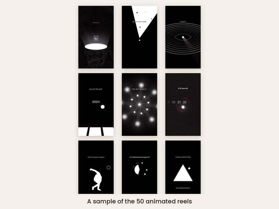 Animation Visual Reels Bundle: 50 Animated Quote Reels for Social Media