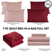 Dearfoams Burgundy Velvet Plush 7 Piece Quilt Bedding Set with Flannel Sheets, Full