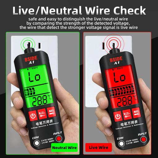 BSIDE Voltage Tester 3-Results Display AC Volt Detector Pen Non-Contact Adjustable Sensitivity Dual Range Electrical Live Finder