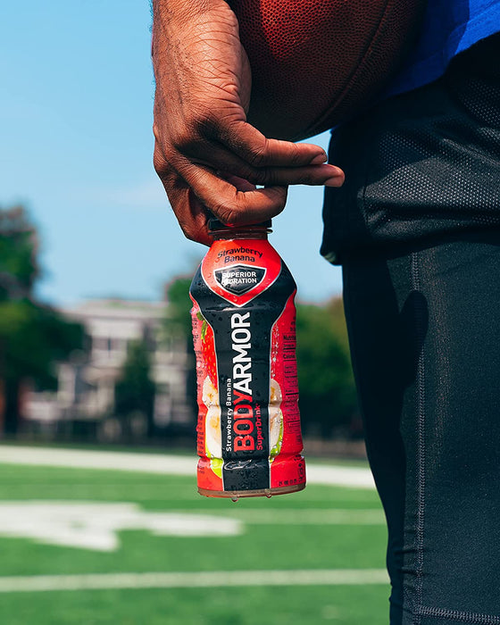 BODYARMOR Sports Drink Sports Beverage, Strawberry Banana, Natural Flavors with Vitamins, Potassium-Packed Electrolytes, Perfect for Athletes, 16 Fl Oz (Pack of 12)