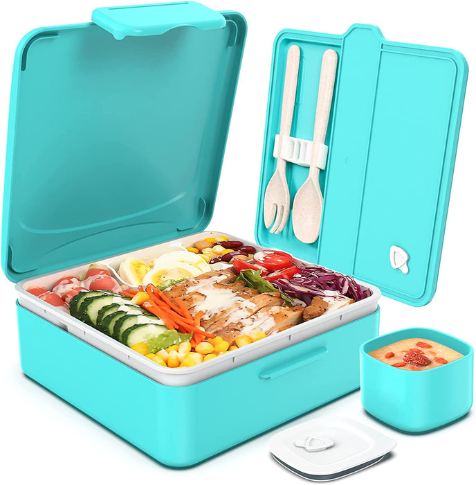 Bento Box, Bento Lunch Box for Kids and Adults 45Oz with Spoon and Fork, Leakproof Lunch Containers with 4 Compartments, Bpa-Free and Food-Safe Materials