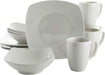 Gibson Home Amelia Court Porcelain Dinnerware Set, Service for 4 (12Pcs), White (Soft Square)