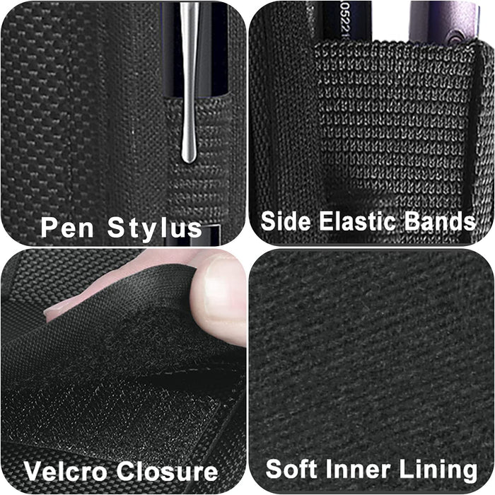 Cell Phone Holster for Iphone 11 12 13 14 Pro Max XR Samsung Galaxy S21 S20 FE S22 plus Ultra S9+ A13 A53 A12 Moto Nylon Belt Clip Card Holder RFID Blocking Pouch Case, Black