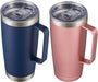 20 Oz Tumbler Mug with Lid and Straw, Insulated Travel Coffee Mug with Handle, Double Wall Stainless Steel Vacuum Coffee Tumbler, Thermal Coffee Cup, Navy Blue