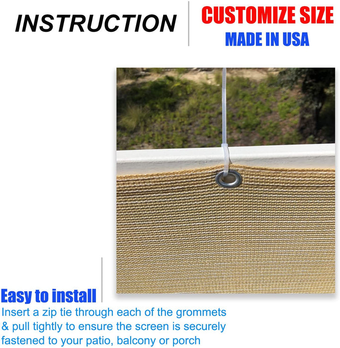 Balcony Privacy Screen Fence Grey 4'X 50' Privacy Screen Mesh UV Protection Weather-Resistant for Patio, Deck, Porch, Railing, Gardening Custom