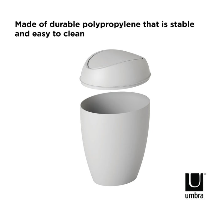 2.4 Gal Twirla Polypropylene Swing-Top Lid Bathroom Trash Can Garbage Can, Grey