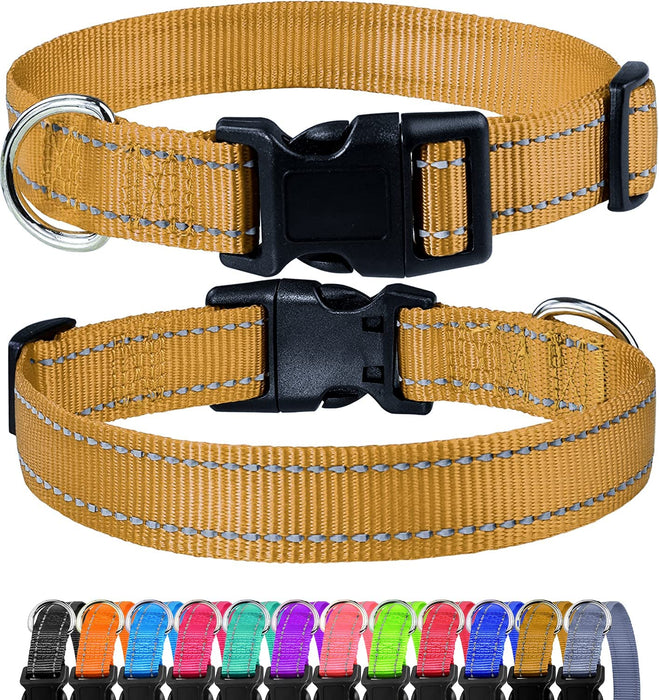 Reflective Dog Collar, Sturdy Nylon Collars for Large Girl and Boy Dogs, Adjustable Dog Collar with Quick Release Buckle, Red