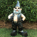 Homestyles "Biker Dude" the Biker Gnome in Leather Motorcycle Riding Gear Holding His Saddlebag Home & Garden Large Outdoor Statue 14.5"H