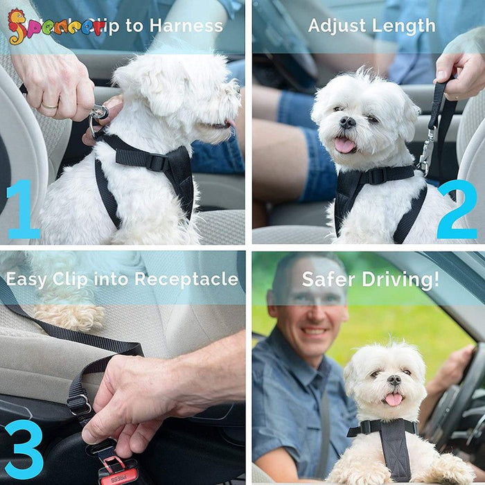 2 Pack Adjustable Pet Dog Cat Car Seat Belt Strap Safety Leads Seatbelt Harness for All Vehicle (Black)